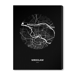 Obraz na płótnie Mapa Wrocławia w kole czarno-biała