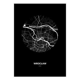 Plakat Mapa Wrocławia w kole czarno-biała