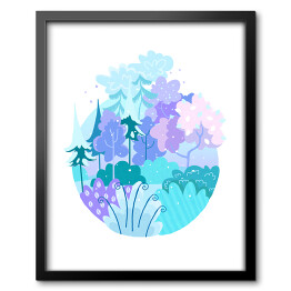 Obraz w ramie Ilustracja - pastelowy las
