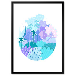 Plakat w ramie Ilustracja - pastelowy las