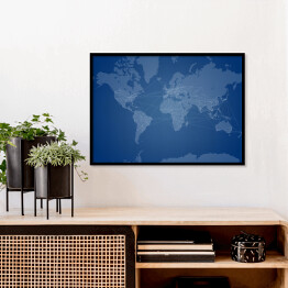 Plakat w ramie Niebieska mapa świata 