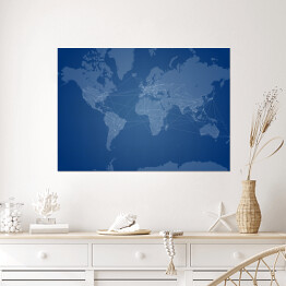 Plakat samoprzylepny Niebieska mapa świata 