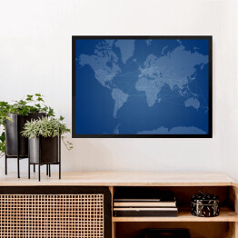 Obraz w ramie Niebieska mapa świata 
