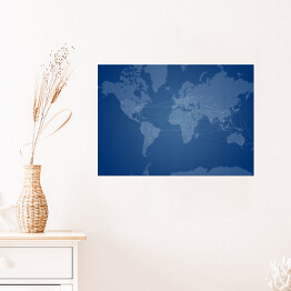 Plakat samoprzylepny Niebieska mapa świata 