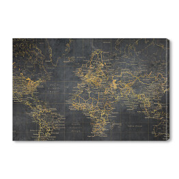 Obraz na płótnie Mapa świata z linii w złotym odcieniu