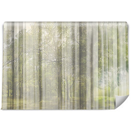 Fototapeta Fototapeta 3D drzewa we mgle. Imitacja plisowanej firany