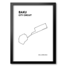 Obraz w ramie Baku City Circuit - Tory wyścigowe Formuły 1 - białe tło