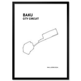 Plakat w ramie Baku City Circuit - Tory wyścigowe Formuły 1 - białe tło