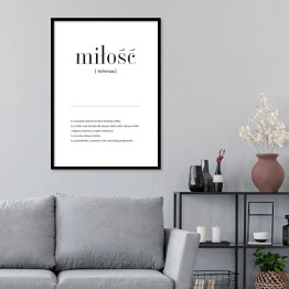 Plakat w ramie Miłość - czarna minimalistyczna typografia na białym tle