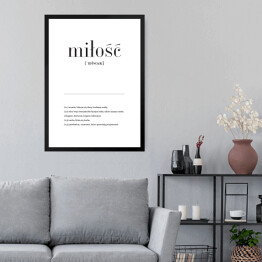 Obraz w ramie Miłość - czarna minimalistyczna typografia na białym tle