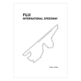 Plakat Fuji International Speedway - Tory wyścigowe Formuły 1 - białe tło