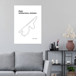 Plakat samoprzylepny Fuji International Speedway - Tory wyścigowe Formuły 1 - białe tło