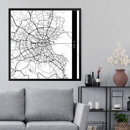 Obraz w ramie Mapy miast świata - Dublin - biała