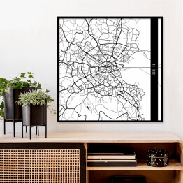 Plakat w ramie Mapy miast świata - Dublin - biała