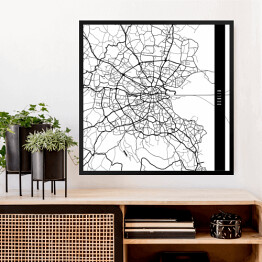 Obraz w ramie Mapy miast świata - Dublin - biała
