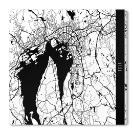 Obraz na płótnie Mapa miast świata - Oslo - biała