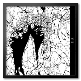 Obraz w ramie Mapa miast świata - Oslo - biała