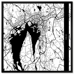 Plakat w ramie Mapa miast świata - Oslo - biała