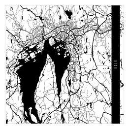 Plakat samoprzylepny Mapa miast świata - Oslo - biała