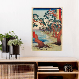 Plakat samoprzylepny Utugawa Hiroshige Plaża Harima Maiko. Reprodukcja