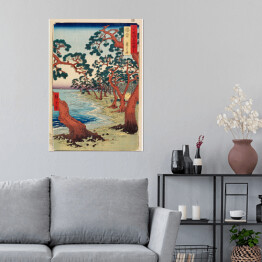Plakat samoprzylepny Utugawa Hiroshige Plaża Harima Maiko. Reprodukcja