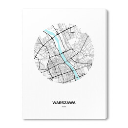 Obraz na płótnie Mapa Warszawy w kole