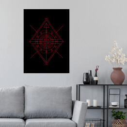 Plakat samoprzylepny Dekoracyjny czerwony romb na czarnym tle