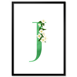 Plakat w ramie Roślinny alfabet - litera J jak jaśminowiec