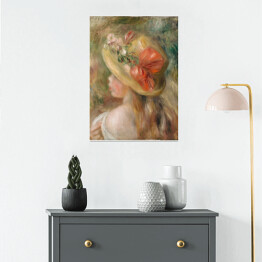Plakat samoprzylepny Auguste Renoir Jeune fille au chapeau. Kobieta w kapeluszu. Reprodukcja