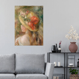 Plakat samoprzylepny Auguste Renoir Jeune fille au chapeau. Kobieta w kapeluszu. Reprodukcja