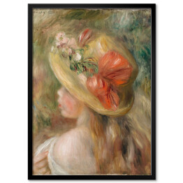Plakat w ramie Auguste Renoir Jeune fille au chapeau. Kobieta w kapeluszu. Reprodukcja