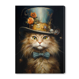 Obraz na płótnie Kot norweski leśny - portret zwierzaka w kapeluszu