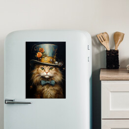 Magnes dekoracyjny Kot norweski leśny - portret zwierzaka w kapeluszu