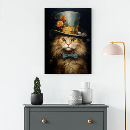Obraz na płótnie Kot norweski leśny - portret zwierzaka w kapeluszu