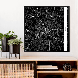 Obraz w ramie Mapa miast świata - Wilno - czarna