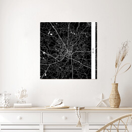 Plakat samoprzylepny Mapa miast świata - Wilno - czarna