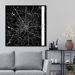 Plakat w ramie Mapa miast świata - Wilno - czarna