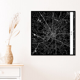 Plakat w ramie Mapa miast świata - Wilno - czarna