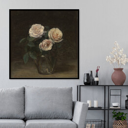 Plakat w ramie Henri Fantin-Latour Martwa natura z różami. Reprodukcja