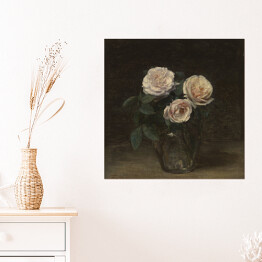Plakat samoprzylepny Henri Fantin-Latour Martwa natura z różami. Reprodukcja