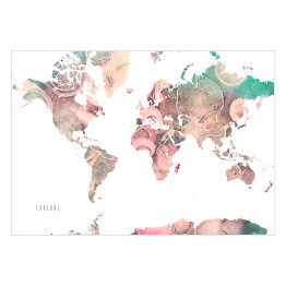 Plakat Mapa z napisem "Explore" - pastelowy