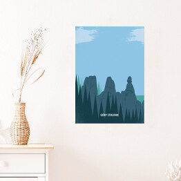 Plakat Ilustracja - Góry Stołowe, górski krajobraz