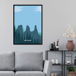 Plakat w ramie Ilustracja - Góry Stołowe, górski krajobraz