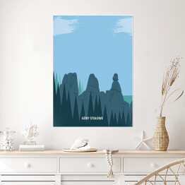 Plakat samoprzylepny Ilustracja - Góry Stołowe, górski krajobraz