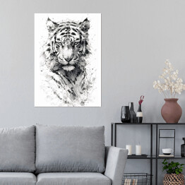 Plakat samoprzylepny Tygrys - portret zwierzaka Rysunek