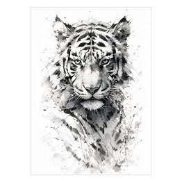 Plakat samoprzylepny Tygrys - portret zwierzaka Rysunek