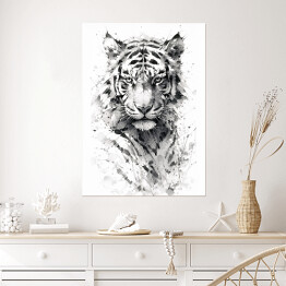 Plakat Tygrys - portret zwierzaka Rysunek
