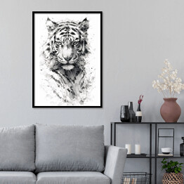 Plakat w ramie Tygrys - portret zwierzaka Rysunek
