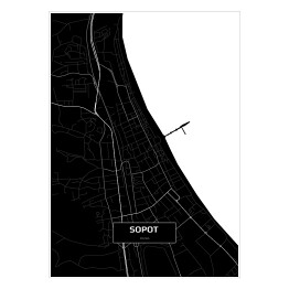 Plakat Mapa Sopotu czarno-biała