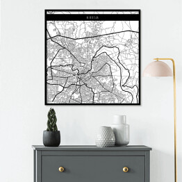 Plakat w ramie Mapa miast świata - Nikozja - biała